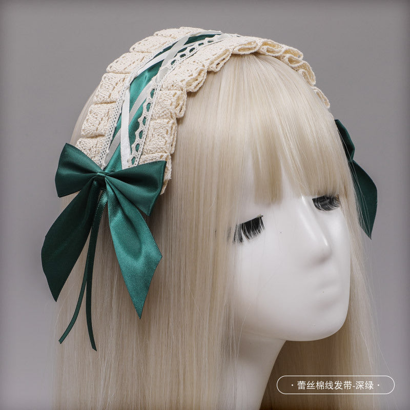 Cute Ribbon Japanese Lolita Maid Headwear Lolita Headband Cosplay Bunny Ears Lace