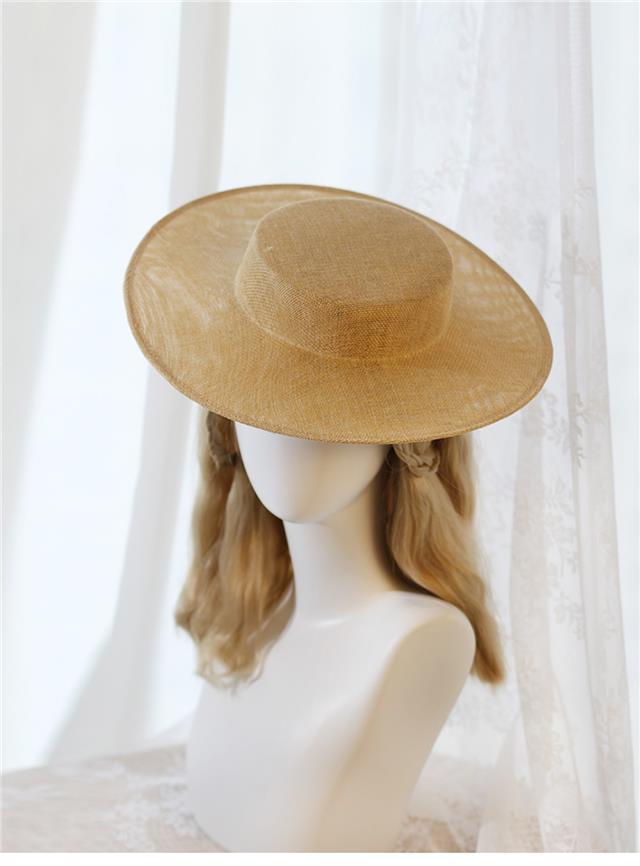 Linen Flat Top Hat Blank Lolita Han-Yang Eclectic French Retro Photo Handmade Headwear Bride Hat Studio