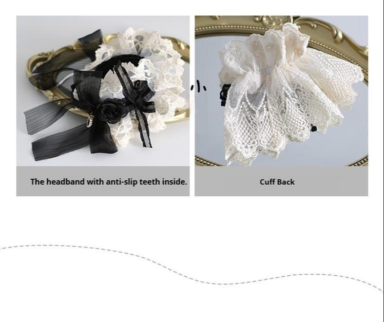 Xiaogui - Maid Lolita Hairband Doll Lolita - Cuffs and Top Hat Headwear