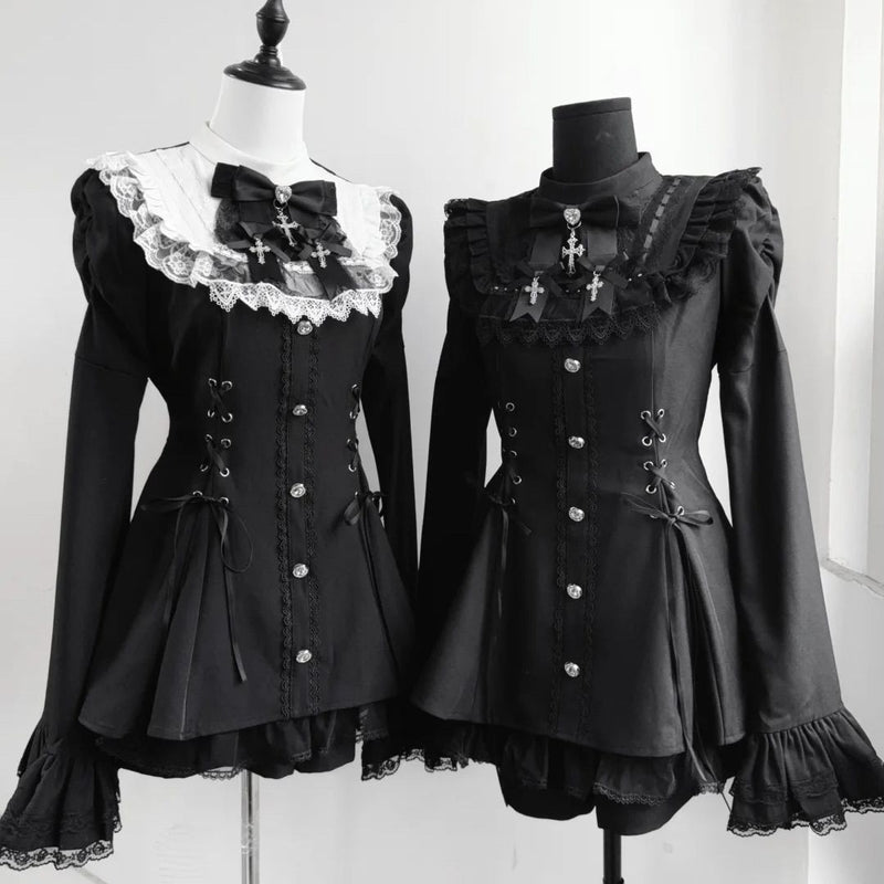 1st Anniversary - Midnight Bow - Gothic Lace Mini OP Dress - product image 3
