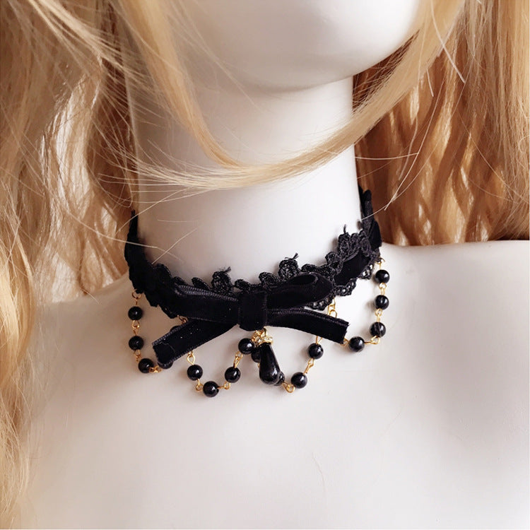 Heart Bow Lace Choker Jewelry