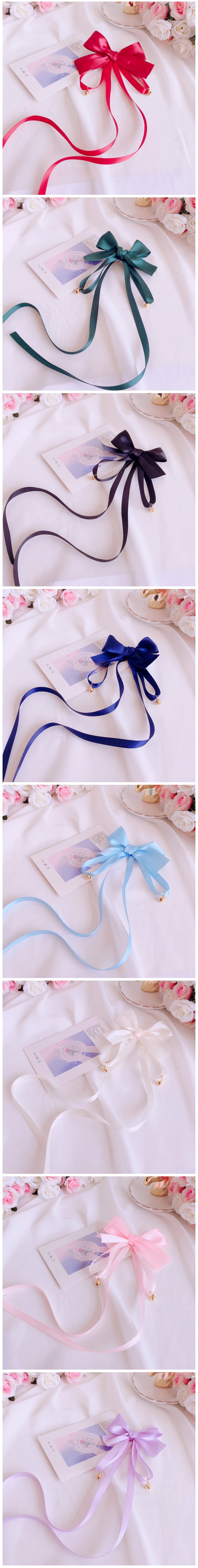 Girl's Bowknot Long Ribbon Bell Hair Clip Sweet Cute Lolita Hair Accessory