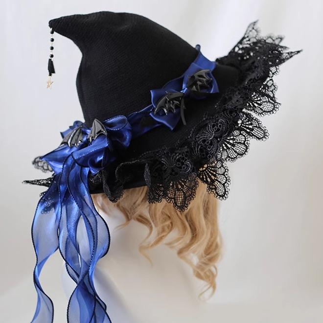 Xiaogui - Halloween Lolita Hat Devil Lace - Woolen Witch Hat Headwear