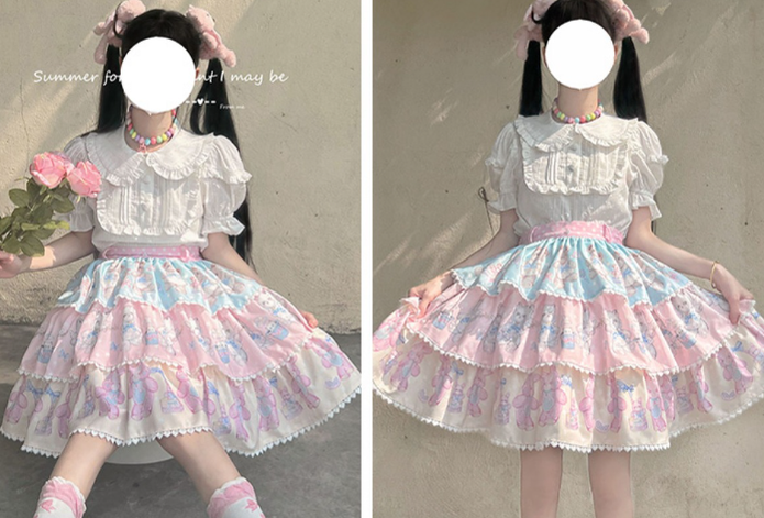 Sakurada Fawn - Plus Size Lolita Shirt Solid Color - Short Sleeve Blouse Innerwear