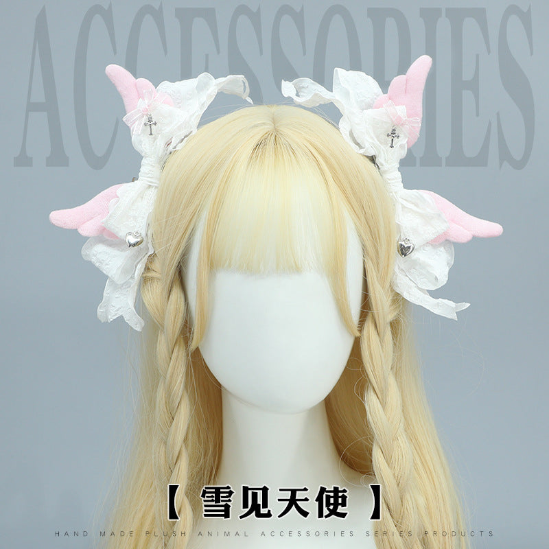 Subculture Bow Hair Clip - Handmade Wings Girls Double Ponytail Clip