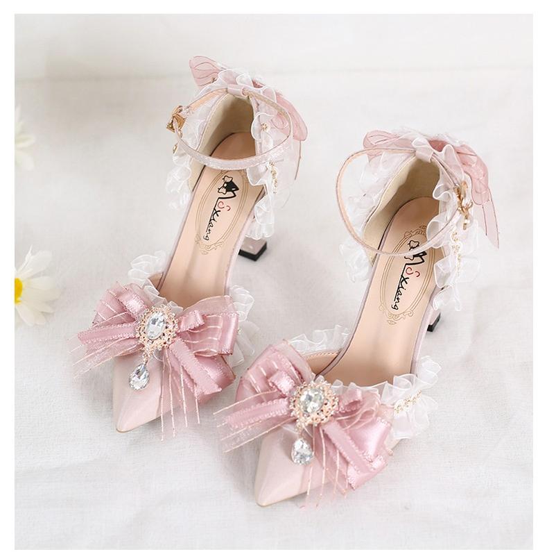 Xiaogui - Wedding Lolita Pointed Toe High - Heels Shoes Shoes