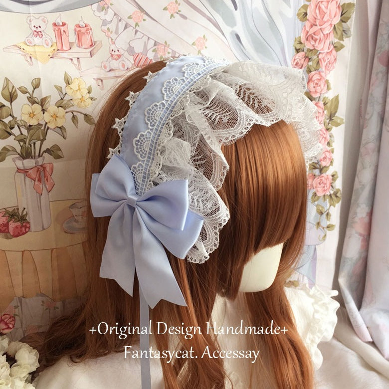 Japanese Retro Handmade Lolita Headband Lolita Style Lace Hair Accessory Sweet Versatile Dark Style KC Hair Ornament