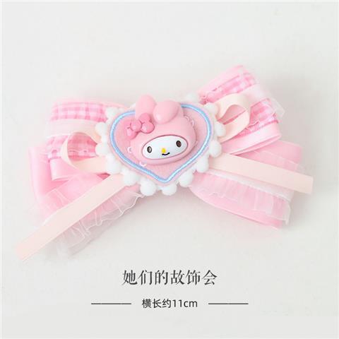 LOLITA Hair Accessories Sweet Bow Hair Clip Cinnamoroll Kuromi Pink Blue Soft Girl Lolita Hair Ornament