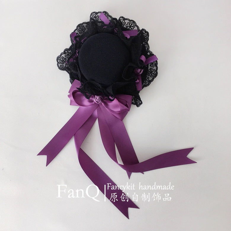 Black and Purple Lolita Gothic Doll Rose Hairband Hair Clip Headwear Original Bow Hair Accessory Lolita Hat