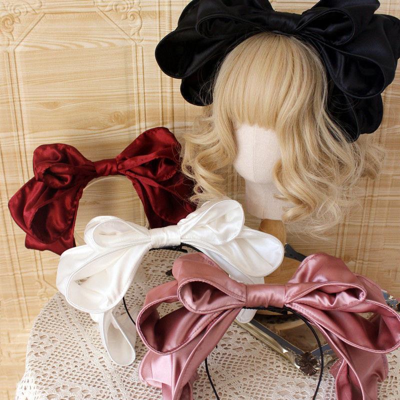 Xiaohongshu Super Popular Hair Accessories DIY Oversized Bow Hairband KC Styling Satin Fabric Lolita Headwear