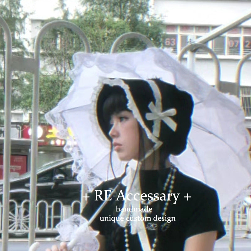 Gothic Dark Doll Lolita Lace Hat Cla French BNT Hat Japanese Harajuku Y2K Subculture BB Hat
