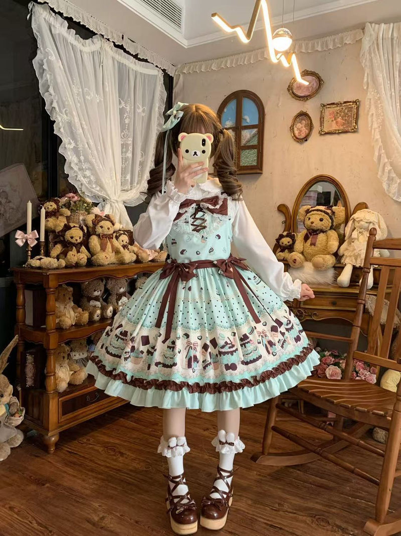 Mint Chocolate Dessert Print Lolita JSK Dress