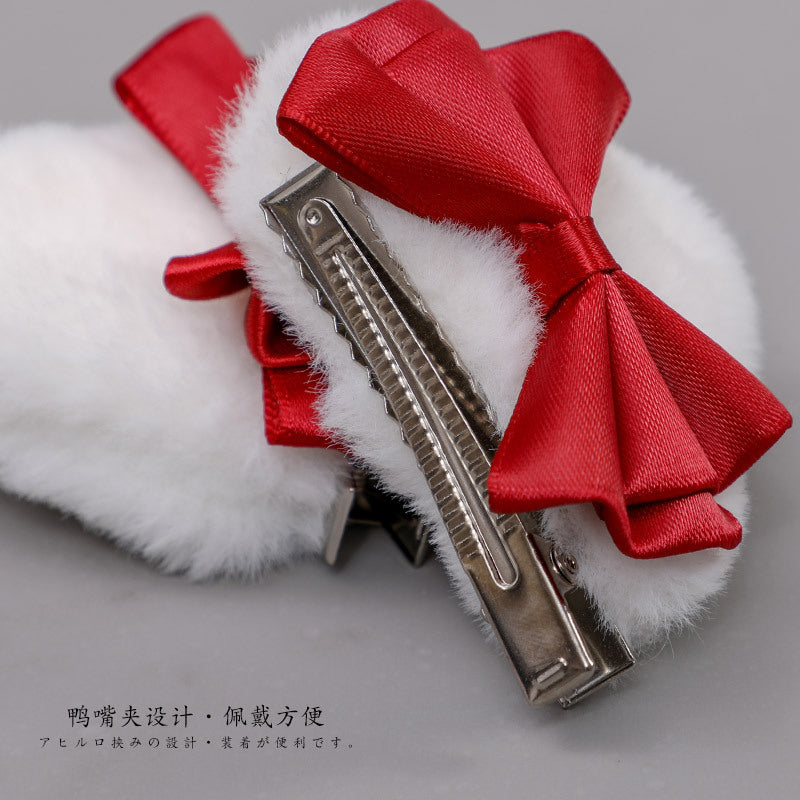 Lolita Hair Accessories Pair Clip Lolita Beast Ear Side Clip Hair Ornament Cat Ear Hair Clip Bow Bangs