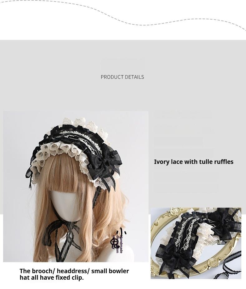 Xiaogui - Maid Lolita Hairband Doll Lolita - Cuffs and Top Hat Headwear