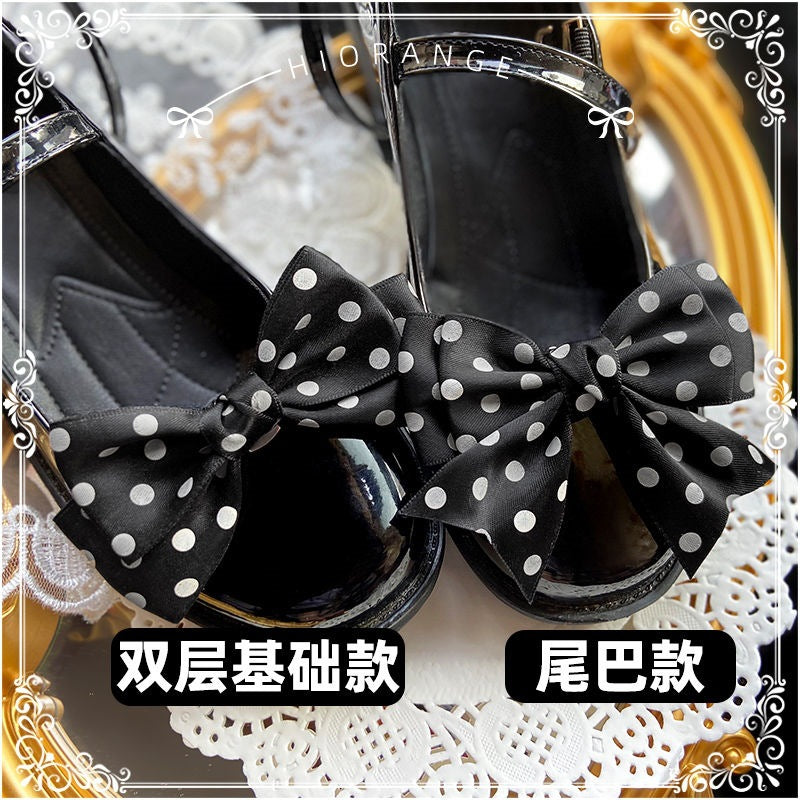 Colorful polka dot LolitaFetch headdress with versatile bowknot, cute girly design, perfect for accessorizing outfits.
