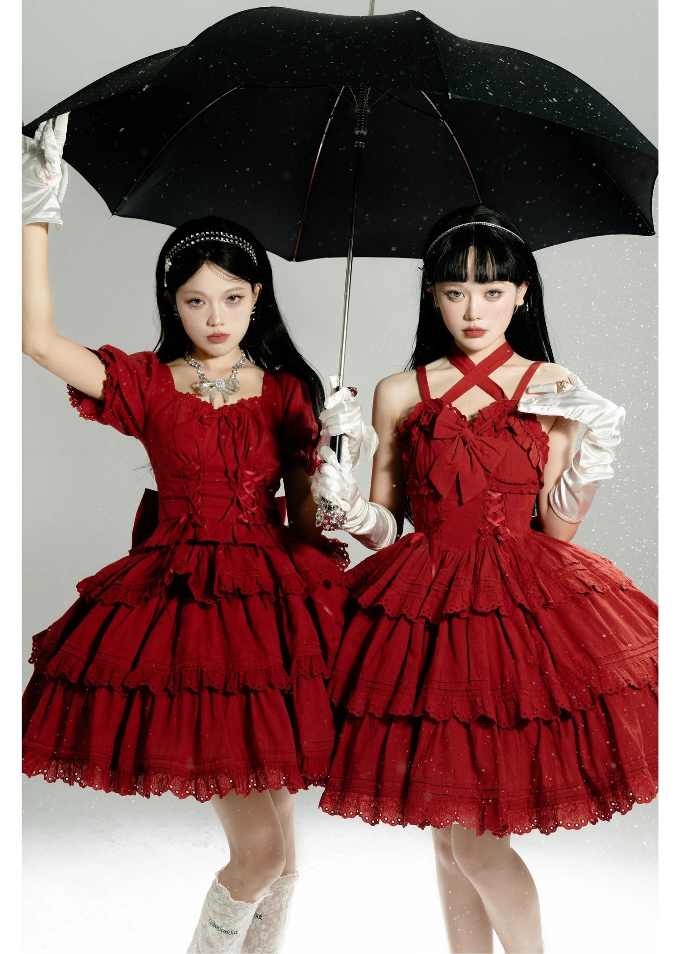MEEKWIND - Miss Flora - Cotton Sweet Lolita OP and JSK dress options with tiered lace skirts - product detail 4