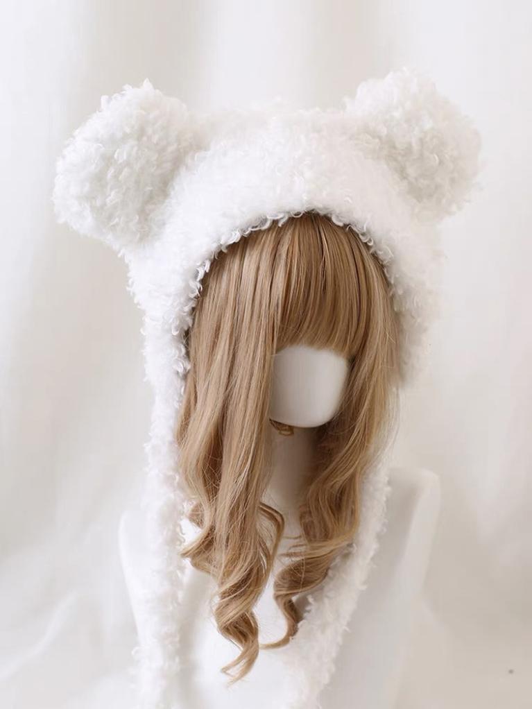 Xiaogui - Cute Lolita Teddy Bear Ears Hat - Kawaii Winter Hat Headwear