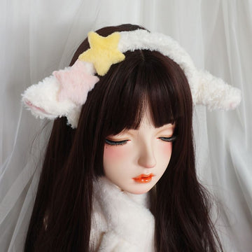 Little Star Sheep Ear Headband Cute Soft Girl Sheep Baa Headwear Plush Hair Accessory Lolita Jewelry for Women