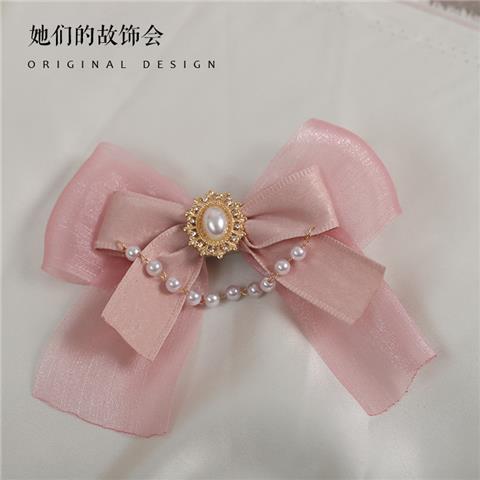 Lolita Hair Accessories Smoke Pink Bow Korean Pink KC Hairpin Hand Sleeve Hair Hoop Twin Rabbit Small Objects Lolita Headwear - Lolita Fetch