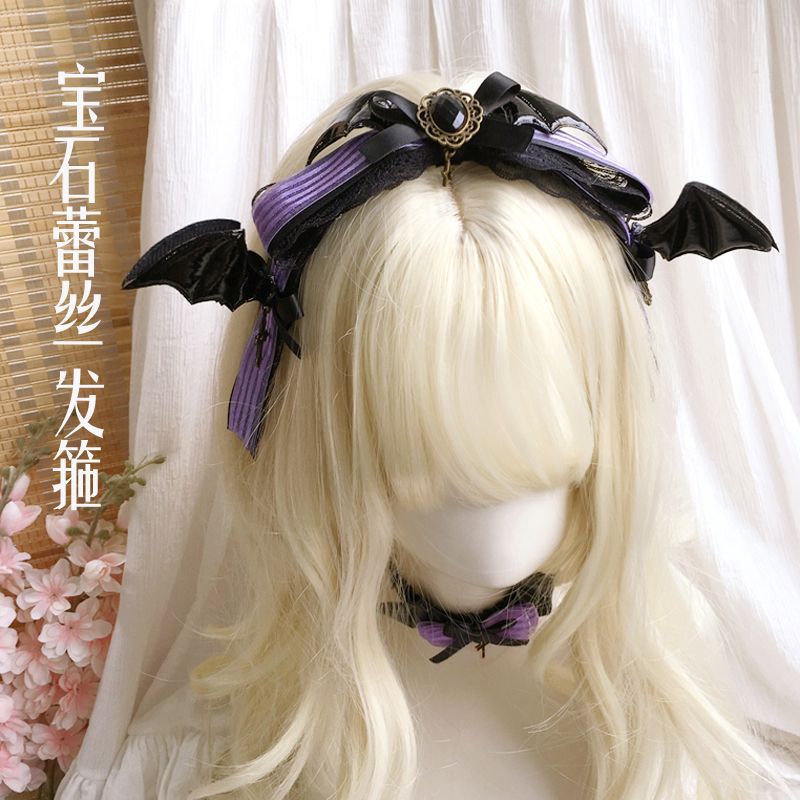 Halloween Witch Night Original Dark Gothic Lolita Accessories Bowknot Animal Ears KC Black Purple Arm Sleeves Bag