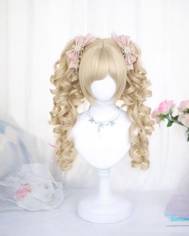 Dalao Home - Blonde Lolita Wig - Detachable Roman Roll Ponytails Wig
