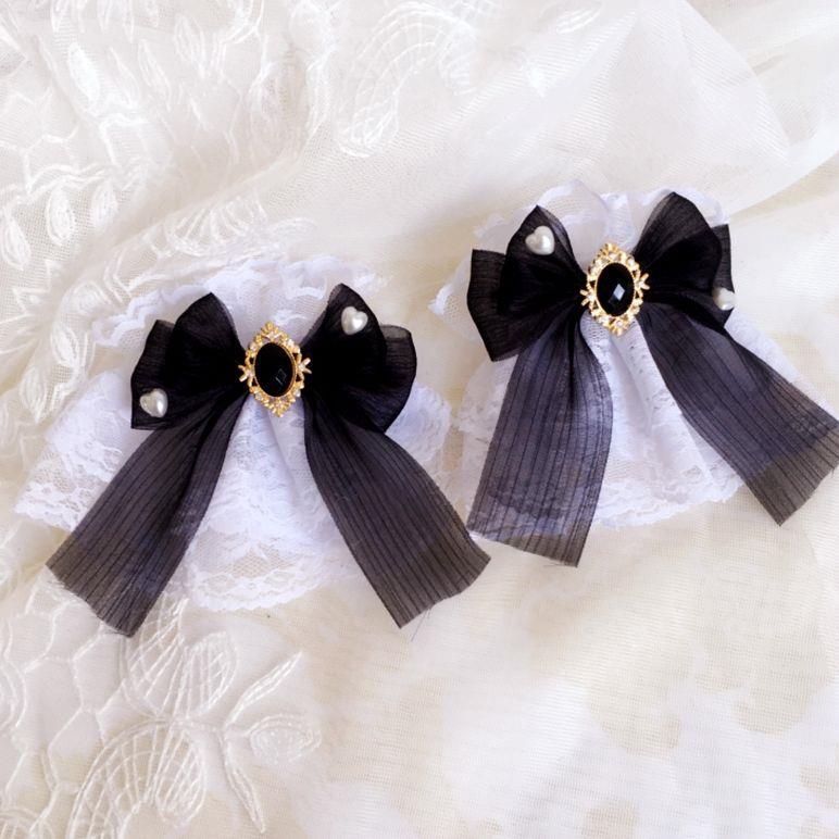 Multicolor  Sweet Lace Lolita Hair Accessories Dark Red Lolita Tulle Bow Hand Sleeves Bracelet