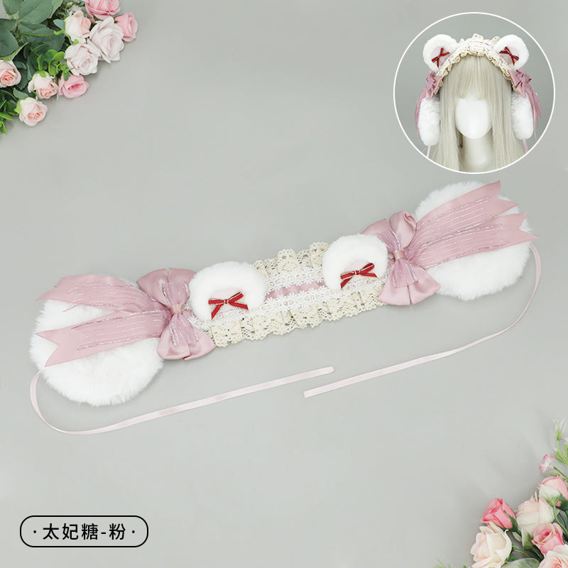 Original Lolita Cute Headband Ear Warmer Multi-use Headband Bear Ear Ear Muffs Ear Covers Autumn Winter Warmth - Lolita Fetch