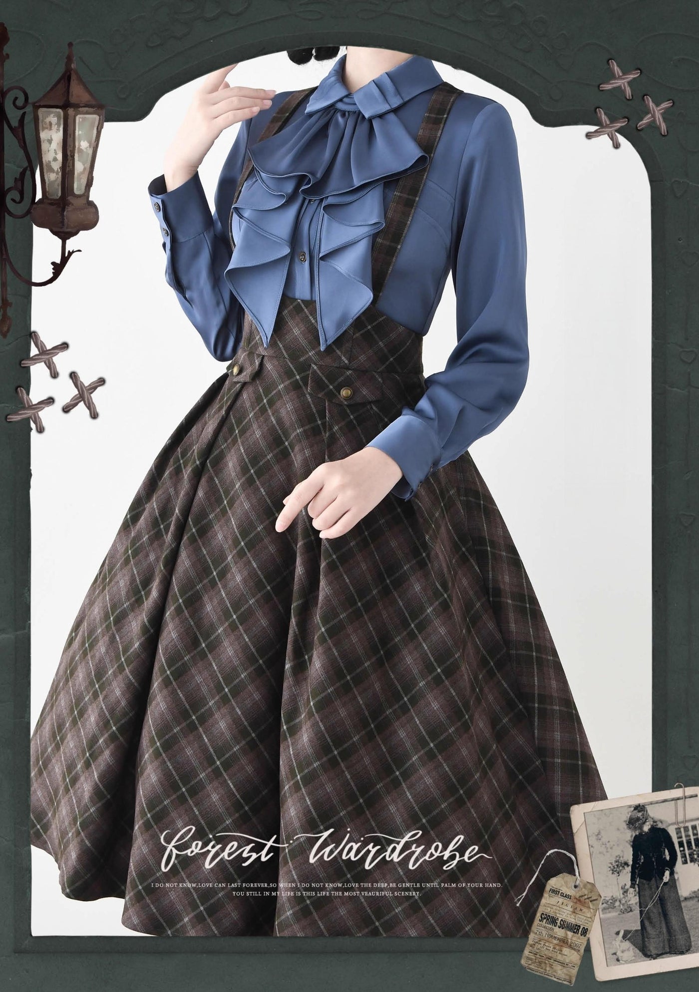 Forest Wardrobe - Forest Dew - Elegant Lolita Slim Fit Shirt, Detachable Jabot