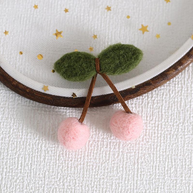 Xiaogui - Handmade Kawaii Wool Felt Cherry - Clips Headwear