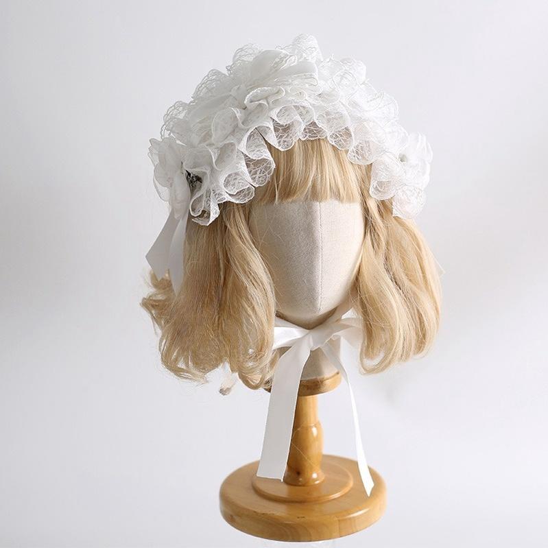 Xiaogui - Classic Lolita Lace Headdress Pure - White Lolita Head Accessory Headwear