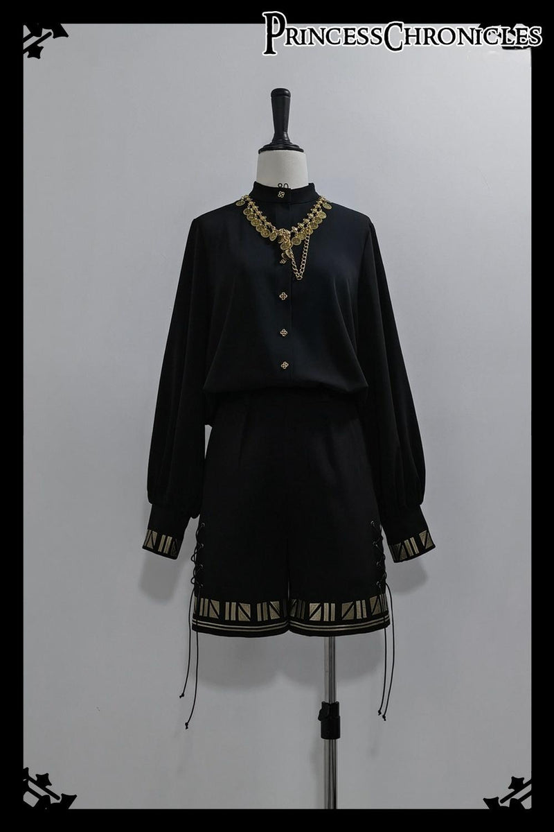 Princess Chronicles - Black Cat - Ouji Lolita Shorts with Embroidered Straight Leg