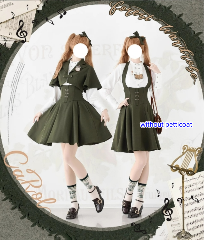 Forest Wardrobe - Vintage Lolita Fishbone Halter SK - Autumn Jacket SK Skirt