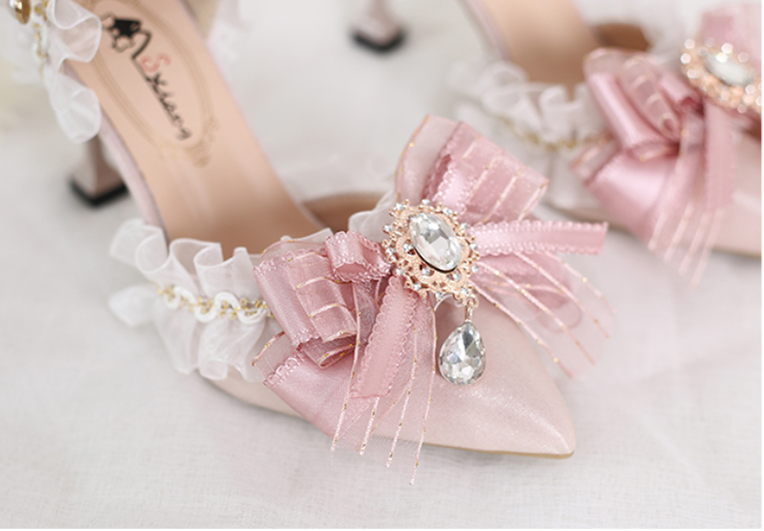 Xiaogui - Wedding Lolita Pointed Toe High - Heels Shoes Shoes