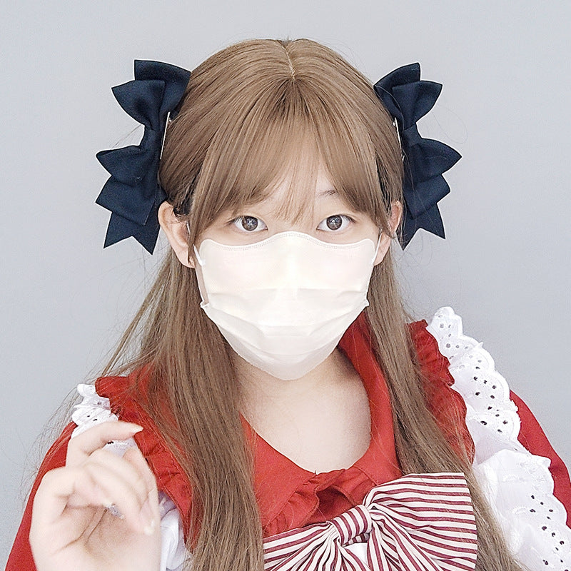 Handmade Bow Hair Clip Cute Anime Lolita Hair Accessory Soft Girl Dark Style Hair Ornament JK Heart Sweet Cool Hairpin