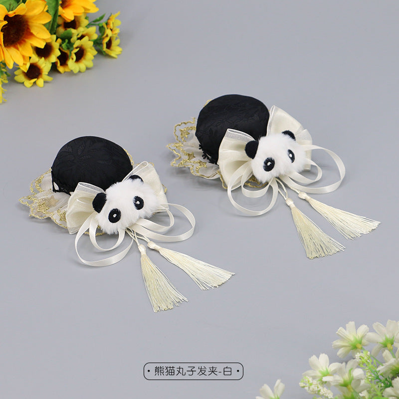 Lolita Ancient Style Hair Accessories Tassel Cute Girl Bun National Style Hair Clip Panda Bun Hair Clip Hair Ornament - Lolita Fetch