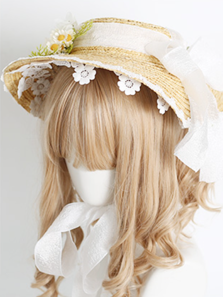Xiaogui - Elegant Lolita Flower Bow Lace - Sunhat Headwear