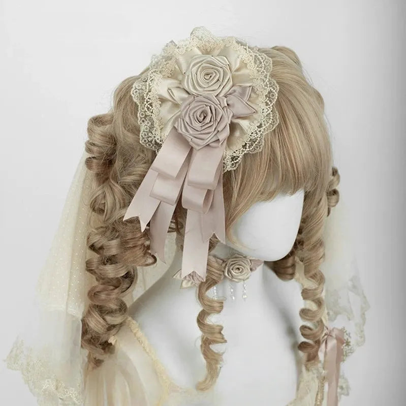The Accessories' Story - Champagne Classic - Lolita headwear and choker options with floral accents - product detail 5