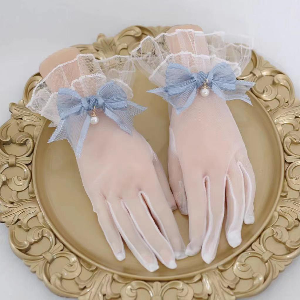 Xiaogui - Elegant Lolita Bow Gloves Retro - Lolita Lace Glove Hand Accessory