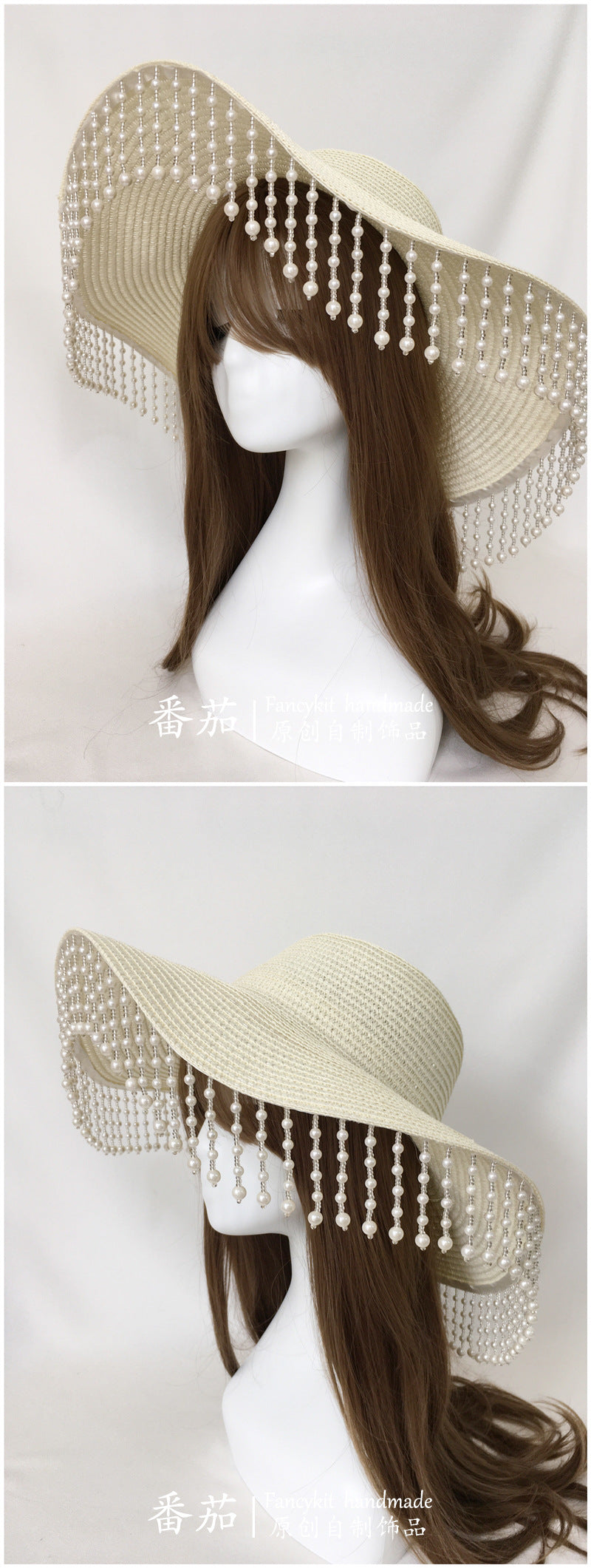Lolita Summer Straw Hat - Han-Yang Eclectic Hanfu Tassel Retro Wide Brim Sunshade Hat