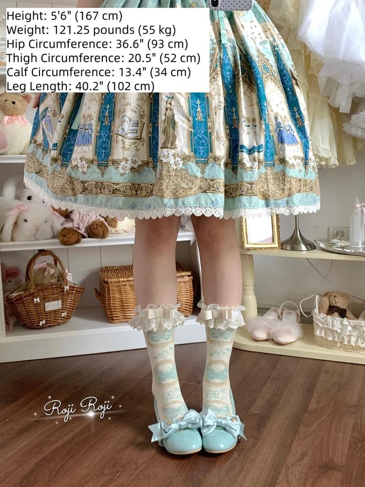 Roji Roji - Sweet Lolita Cotton Socks - Detachable Cuff Bow Trim Socks