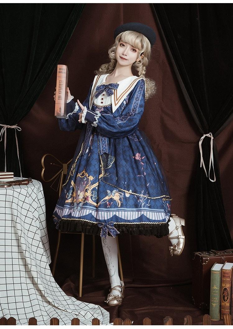 OCELOT - Classic Lolita OP Sailor Collar - Elegant Lolita Dress OP Dress