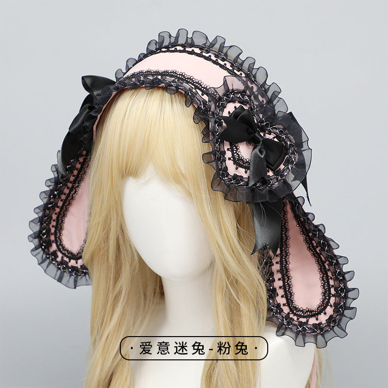 Lolita Love Bunny Hairband - Original Lop Ear Bowknot (Black/White/Pink/Blue)