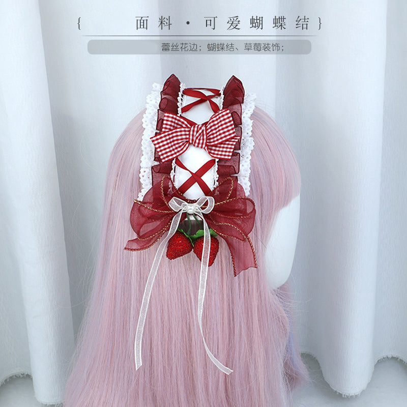 Lolita Hairband Manufacturer In Stock Handmade Lolita Cute Fashion Accessories Strawberry Smoothie Sweet Hair Accessories - Lolita Fetch