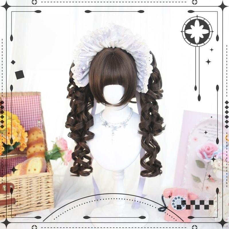 Dalao Home - Flo Wig - Sweet Lolita Long Curly Wigs, Detachable Ponytail