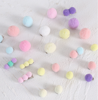 Xiaogui - Bared Sweet Lolita Accessory Pink - and Blue Pompom Hair Clip Headwear