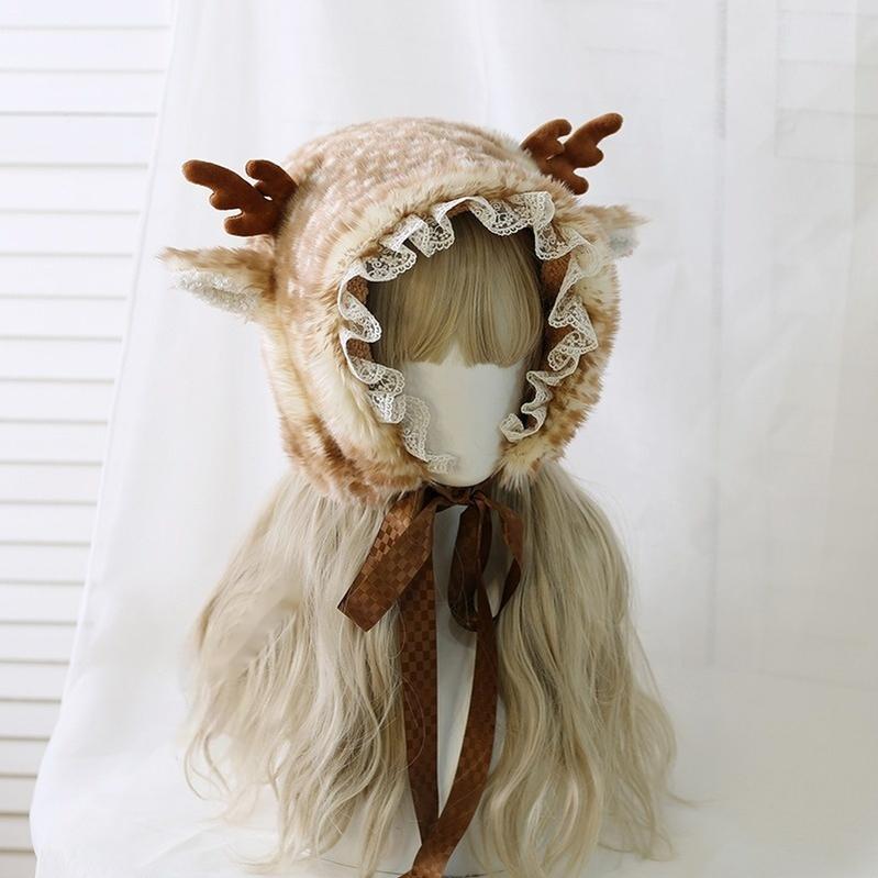 Xiaogui Deer Spot Japanese Kawaii Lolita Hat Cute Antler