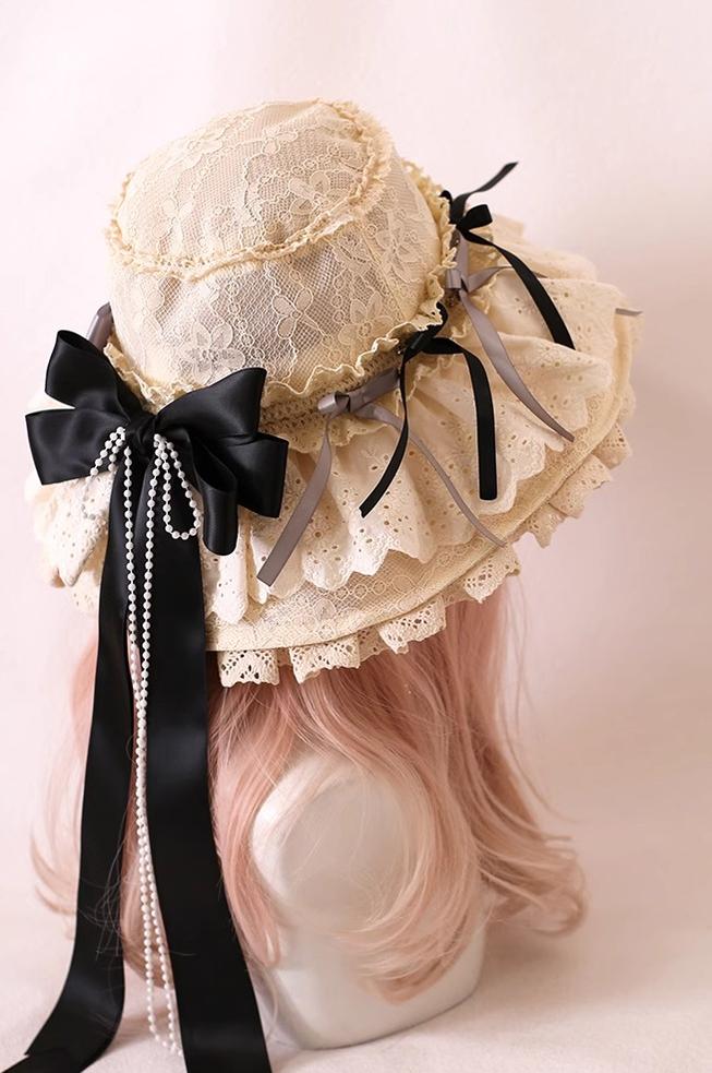 Xiaogui Elegant Lolita Sunshade Hat Floral Headwear