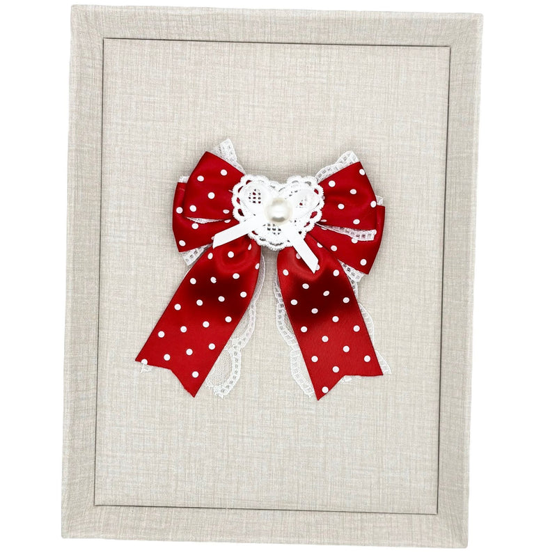 Handmade - Sweetheart Polka Dot - Crystal Lace Bow Brooch - detail view 8