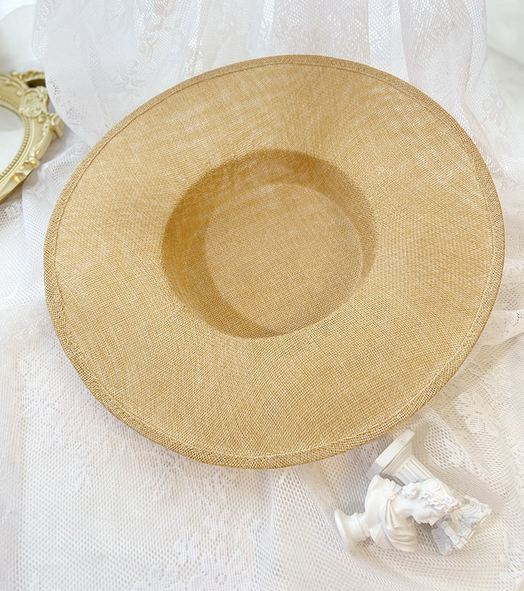 Handmade - Linen Flat Top Blank Lolita Hat - Structured linen boater