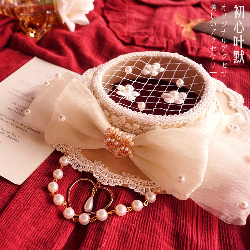Christmas Girl Hair Accessories Mesh Flat Hat Tea Party Small Hat Hanfu Hair Accessories Han-Yang Eclectic Headwear Lolita